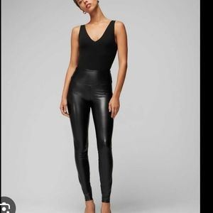WHBM Black Faux Leather leggins size 10